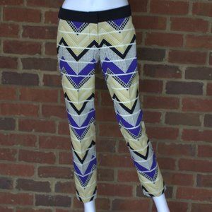 NWT | Trina Turk | Monie Skinny Capri Pants | Blue & Gold Herringbone | Size 2